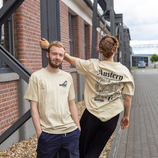 BOS FOOD T-shirt "Oyster", oversized, farve sand, størrelse L, 1 stk.