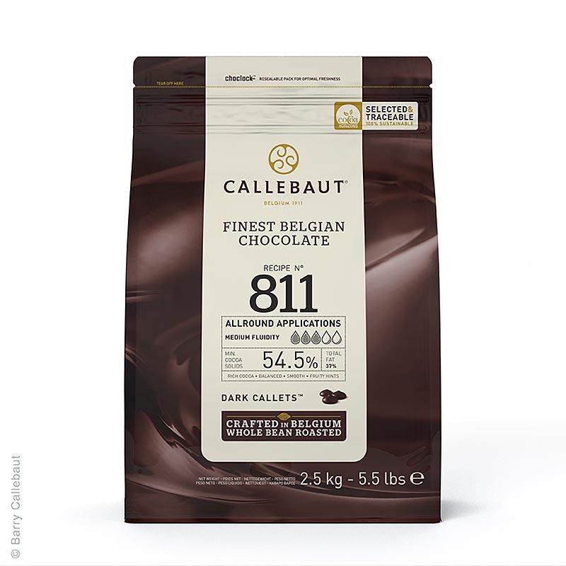 Mørk chokolade, callets, 54,5% kakao, 2,5 kg - overtrækschokolade, chokolade figurer, chokoladevarer - Callebaut Couverture -