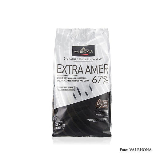 Ekstra Amer, mørk overtrækschokolade, Callet, 67% kakao 3 kg - Couverture, chokolade forme, chokoladevarer - Valrhona overtrækschokolade -