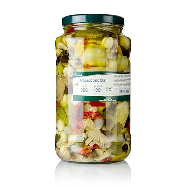 Syltede blandede antipasti - dello Kok i solsikkeolie, 2,9 kg - pickles, konserves, antipasti - appetitvækkere Viveri -