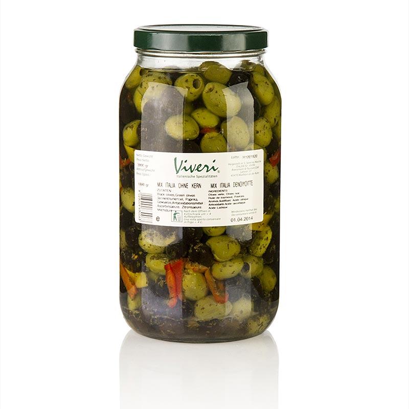 Oliven blanding, grønne og sorte oliven, uden sten, krydret indsat Viveri 3 kg - pickles, konserves, antipasti - oliven / oliven pastaer -