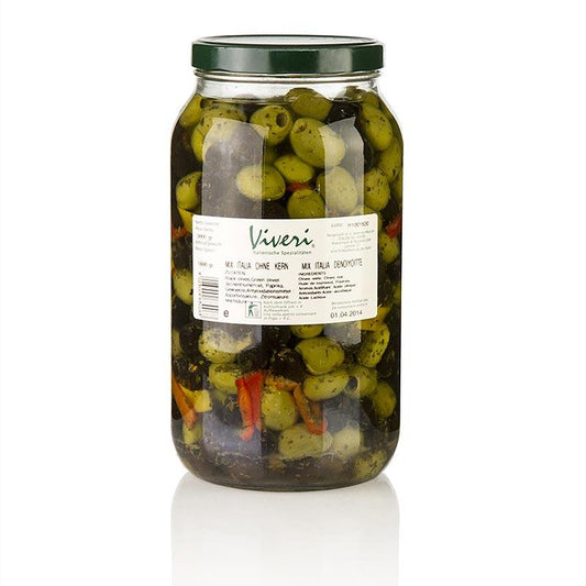 Oliven blanding, grønne og sorte oliven, uden sten, krydret indsat Viveri 3 kg - pickles, konserves, antipasti - oliven / oliven pastaer -