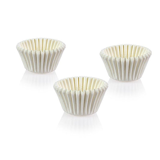 Papir caps, hvid, ø 20/33 mm, 17 mm høj, 1000 St - konditori, dessert, sirup - tartlets / tærter / BH -