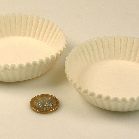 Papir caps, hvid, ø 70 / 77mm, 20mm høj, 1000 St - konditori, dessert, sirup - tartlets / tærter / BH -