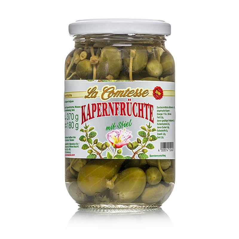 Caperberries, store, med håndtag, 18 mm, La Comtesse, 370 g - pickles, konserves, antipasti - Pickles & Tørret -