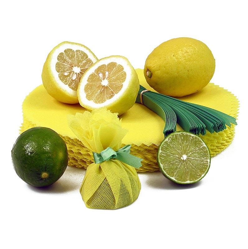 The Original Lemon Wraps - Zitronenserviertuch, gul, grøn slips, 100 St - Non Food / Hardware / grill tilbehør - bestik og porcelæn -