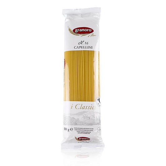 GRANORO Capellini, meget tynde spaghetti, 1 mm, No.16, 500 g - nudler, nudelprodukter, frisk / tørret - tørrede nudler -