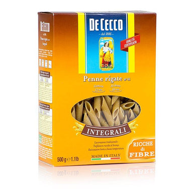 De Cecco fuldkornsmel penne rigate, No.41, 500 g - nudler, nudelprodukter, frisk / tørret - tørrede nudler -