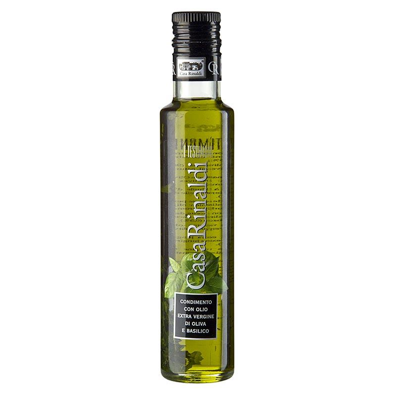 Aromatiseret ekstra jomfru olivenolie, Casa Rinaldi med basilikum, 250 ml - Olier - Olivenolie Italien -