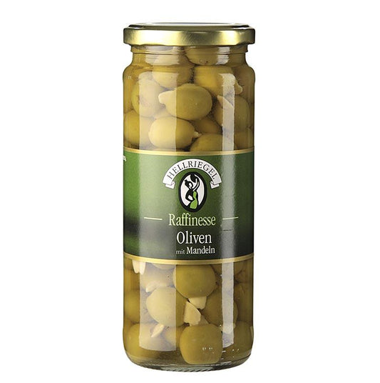 Grønne oliven, uden sten, med mandler, i Lake, 440 g - pickles, konserves, antipasti - oliven / oliven pasta -