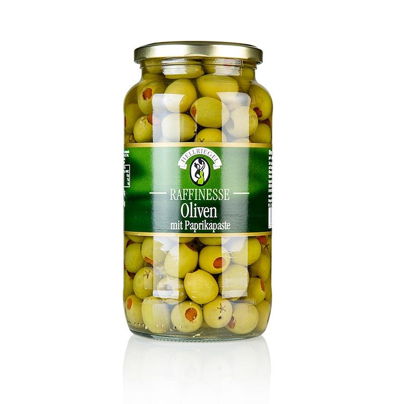 Grønne oliven, uden en kerne, med peber pasta, i Lake, raffinement, 935 g - pickles, konserves, startere - Olivenolie / oliven pasta -
