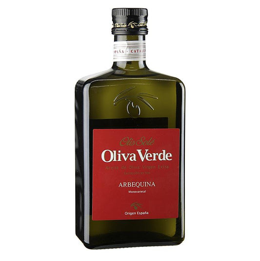 Ekstra jomfru olivenolie, Oliva Verde, Arbequina, rød etiket, 500 ml - ethyl & Olie - Olivenolie Spanien -