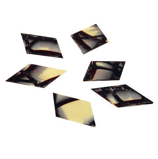 Deco trailer "Jura Rhombus" - diamant, hvid / mørk chokolade, 40x60mm, 770 g, 360 St - overtrækschokolade chokolade forme, chokoladevarer - chokolade indretning -
