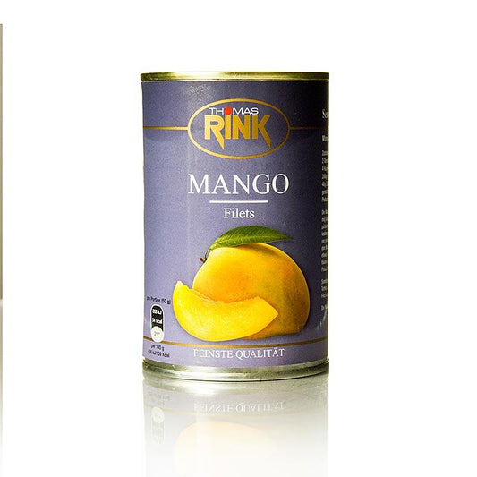 Mango fileter, sødet, 425 g - frugter, frugtpuré, frugtprodukter - Thomas Rink -