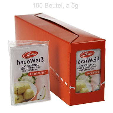 Haco Hvid, kartofler, frugt og grønt blegemiddel - "dumplings bistand", 500 g, 100 x 5g - Fødevaretilsætningsstoffer - tilsætningsstoffer -
