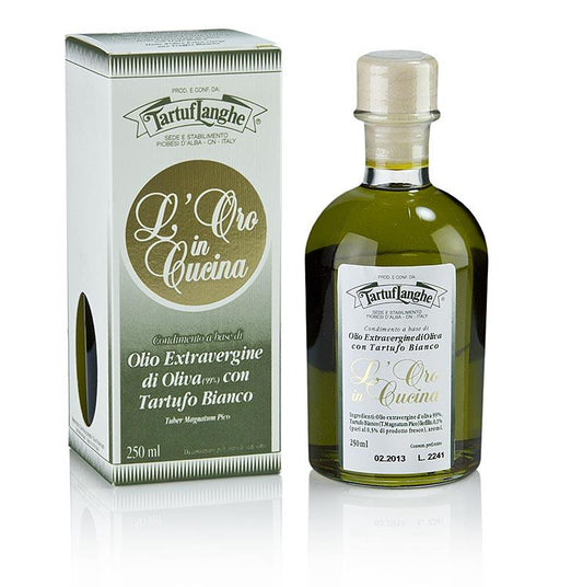 Ekstra Jomfru Olivenolie L'Oro i Cucina m. hvide trøffel & Aroma, Tartuflanghe, 250 ml - trøfler frisk, -Konserven, Olier, produkter - trøffelolie -