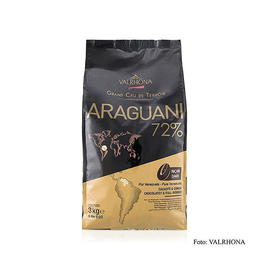 Araguani "Grand Cru" mørke overtrækschokolade, Callet, 72% kakao, Venezuela 3 kg - Couverture, chokolade forme, chokoladevarer - Valrhona overtrækschokolade -