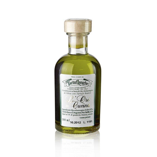 Ekstra Jomfru Olivenolie L'Oro i Cucina m. hvide trøffel & Aroma, Tartuflanghe, 100 ml - trøfler frisk, -Konserven, Olier, produkter - trøffelolie -