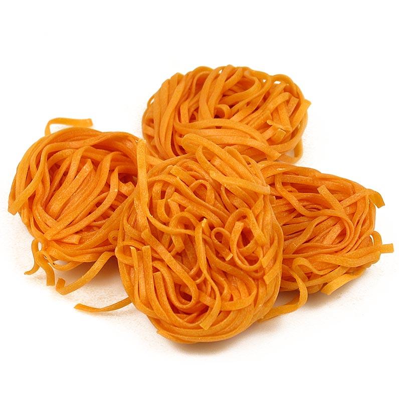 Frisk tagliarini med tomat, rød, bånd pasta, 3 mm, Sassella, 500 g - Action-tilbud - Top tilbud til en kort tid -