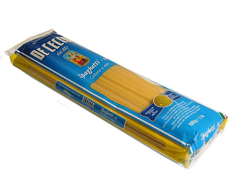 De Cecco spaghetti, No.12, kg 12, 24 x 500g - nudler, noodle produkter, friske / tørrede - tørrede nudler -