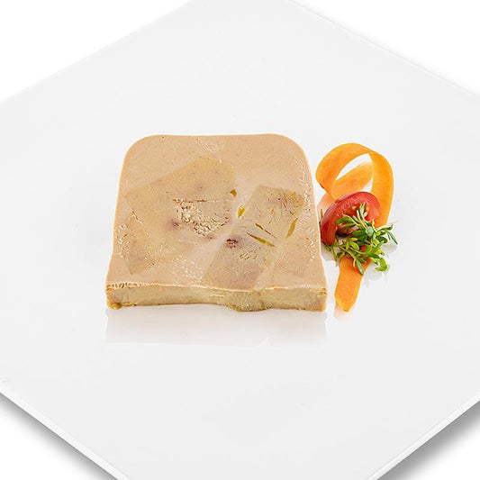 Foie Gras blok med stykker, foie gras, trapezformet, semi-kogte, Rougié, 1 kg - ænder, gæs, Foie Gras - Fresh / Dåse - gås / duck liver -
