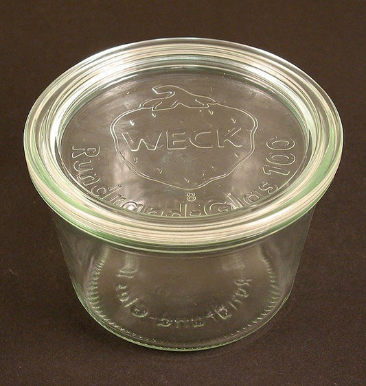 Fall glas, Ø 100 mm, 370 ml, runde, med låg, uden parenteser u. Gummi ring, Weck, 1 St - Non Food / Hardware / grill tilbehør - Containere & Emballage -