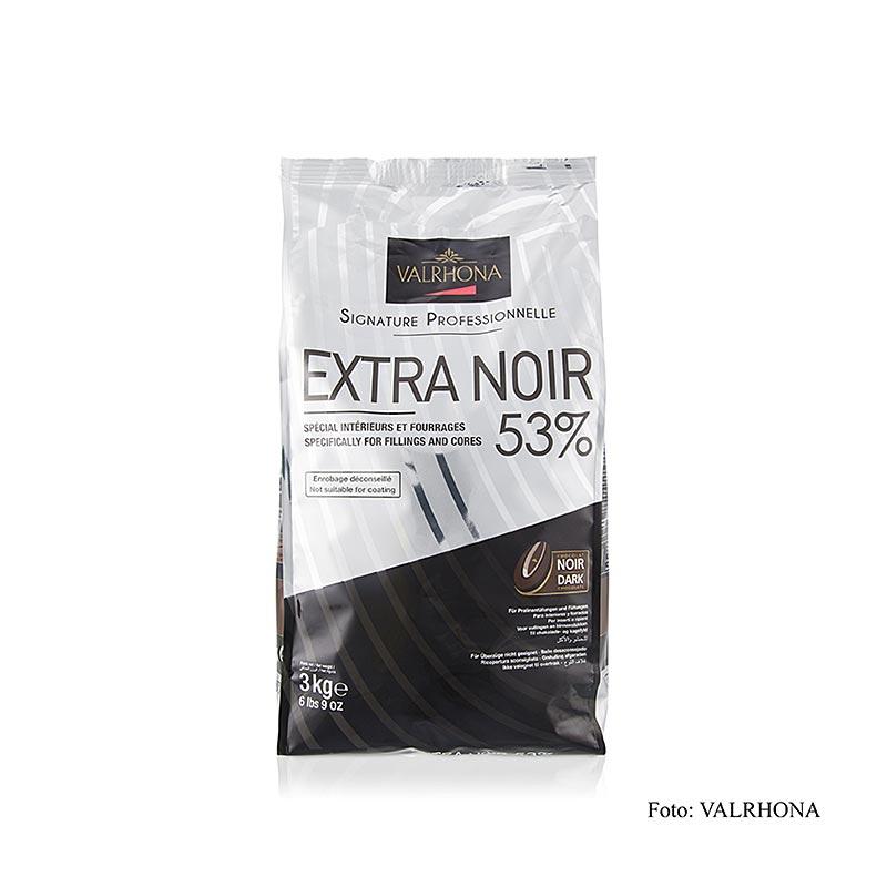 Ekstra Noir, mørk overtrækschokolade, Callet, 53% kakao 3 kg - Couverture, chokolade forme, chokoladevarer - Valrhona overtrækschokolade -