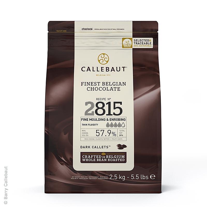 Mørk chokolade Fremragende, callets, 57,9% kakao, 2,5 kg - Couverture, chokolade figurer, chokoladevarer - Callebaut overtrækschokolade -