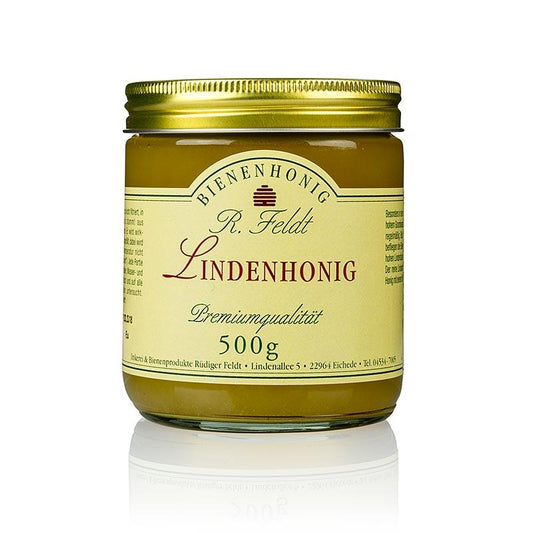 Linden Honning, Tyskland, lys, cremet, stærk-frisk, sommerlig, 500 g - honning, marmelade, frugt opslag - honning biavl Feldt -