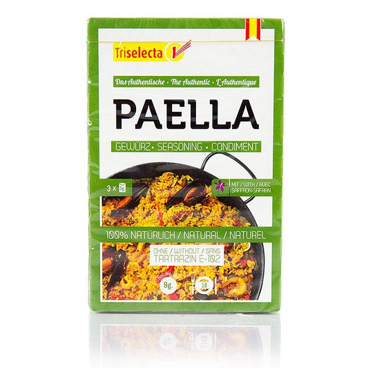 Paella krydderi, med ægte safran, 3x3g, 9 g - salt, peber, sennep, krydderier, smagsstoffer, dehydrerede grøntsager - krydderier og krydderurter -