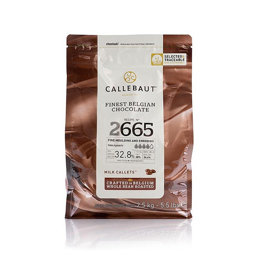 Sødmælk, lys rørige, Callet, 32% kakao, 2,5 kg - overtrækschokolade chokolade forme, chokoladevarer - Callebaut overtrækschokolade -