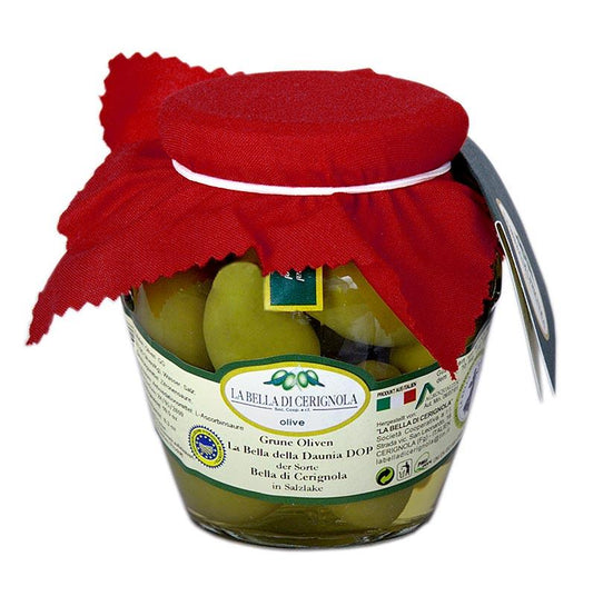 Giant grønne oliven med kerne, "Bella di Cerignola" Lake, 300 g - pickles, konserves, antipasti - oliven / oliven pastaer -