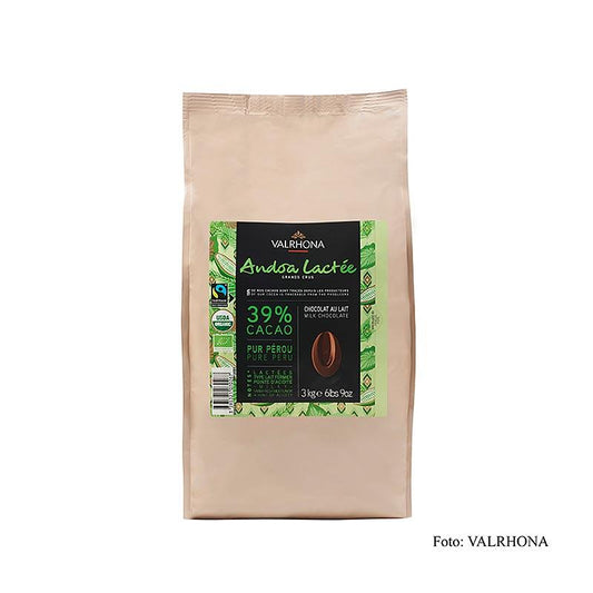 Valrhona Andoa Lactée, Couverture mælk, Callet, 39% kakao, BIO 3 kg - BIO rækkevidde - BIO Patisserie -
