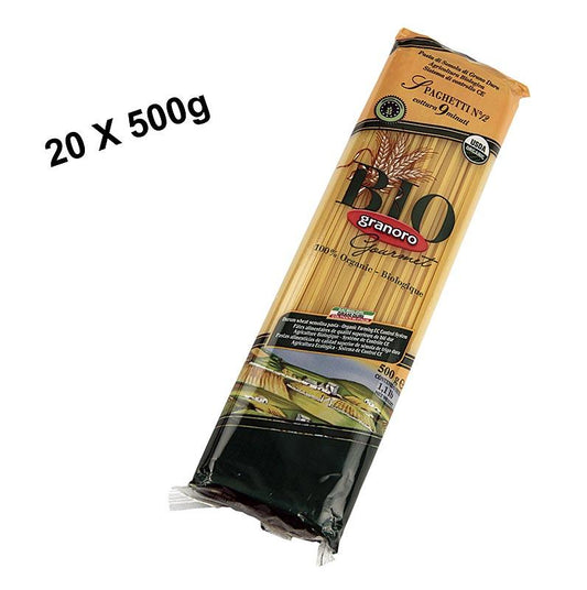 Pasta GRANORO, Spaghetti Vermicelloni No.12, 2mm, BIO, 10 kg, 20 x 500g - BIO rækkevidde - BIO pasta, ris og bælgfrugter -
