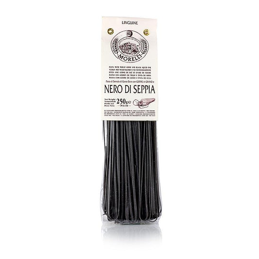 Morelli Linguine 1860 sort, med sepiafarve squid & hvedekim, 250 g - nudler, nudelprodukter, frisk / tørret - tørrede nudler -