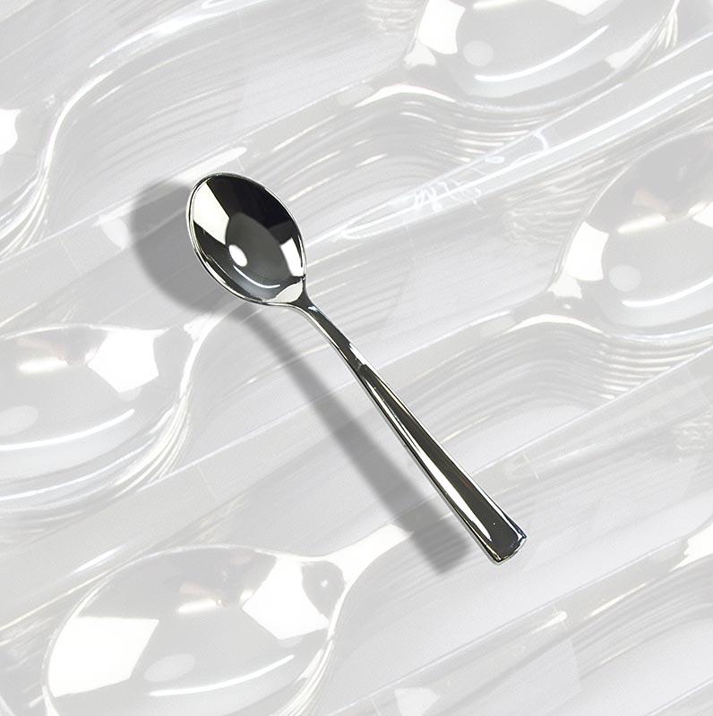 Engangs "sølv teskefuld", plast, sølv, 13cm, 100 St - Non Food / Hardware / grill tilbehør - bestik og porcelæn -