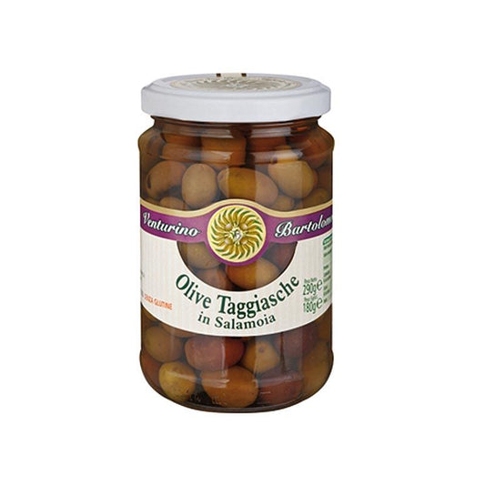 Oliven blanding, grønne & sorte Taggiasca oliven, med kerne i Lake, Venturino, 290 g - pickles, konserves, antipasti - oliven / oliven pastaer -