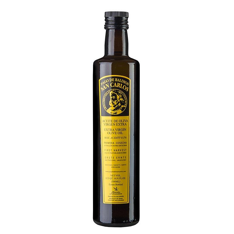 Ekstra jomfru olivenolie, Pago Baldios San Carlos, 100% Arbequina, 500 ml - Olier - Olivenolie Spanien -
