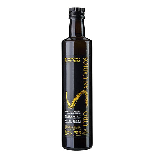 Ekstra jomfru olivenolie, Pago Baldios "Oro San Carlos" Arbequina & Cornicabra, 500 ml - Olier - Olivenolie Spanien -