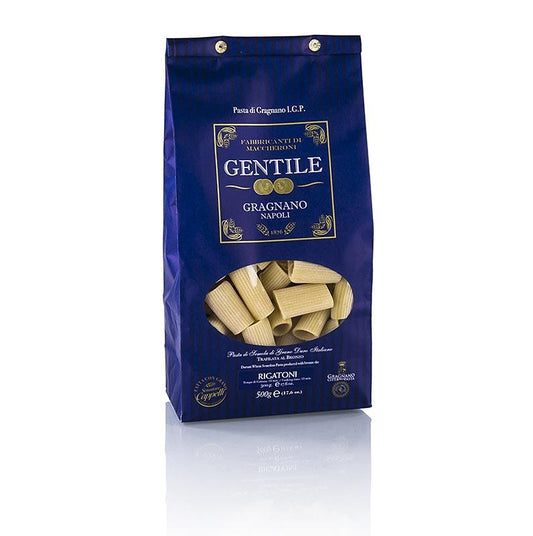 Pastificio Gentile Gragnano IGP - Rigatoni, bronze rensede, 500 g - nudler, noodle produkter, friske / tørrede - tørrede nudler -