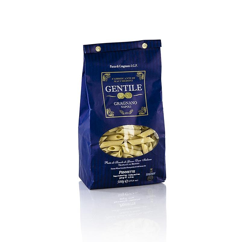 Pastificio Gentile Gragnano IGP - pennette rigate, bronze rensede, 500 g - nudler, noodle produkter, friske / tørrede - tørrede nudler -