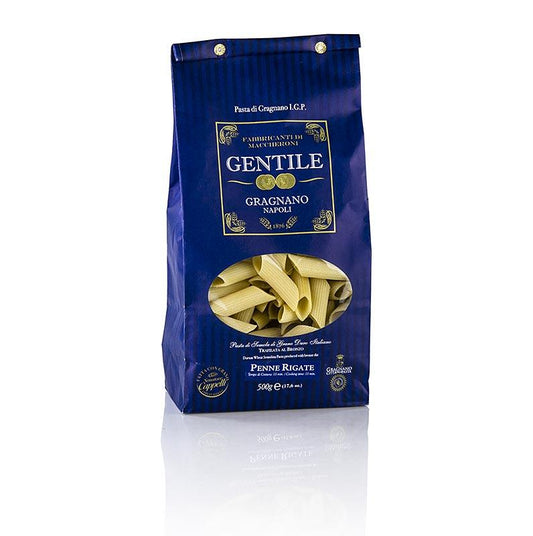 Pastificio Gentile Gragnano IGP - Penne rigate, bronze rensede, 500 g - nudler, noodle produkter, friske / tørrede - tørrede nudler -