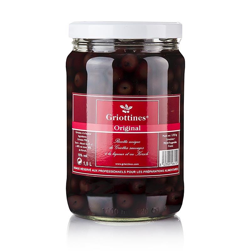 Griottines original -. Wildauer kirsebær i kirsch, O kerne, sød vol, 15%, 1,5 l -. Frugt, frugtpuré, frugtprodukter - frugtprodukter -