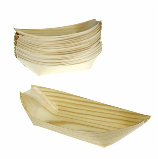 Engangs træbåd, om 22cm, varmeresistent op til 180 ° C, 50 St - Non Food / Hardware / grill tilbehør - bestik og porcelæn -