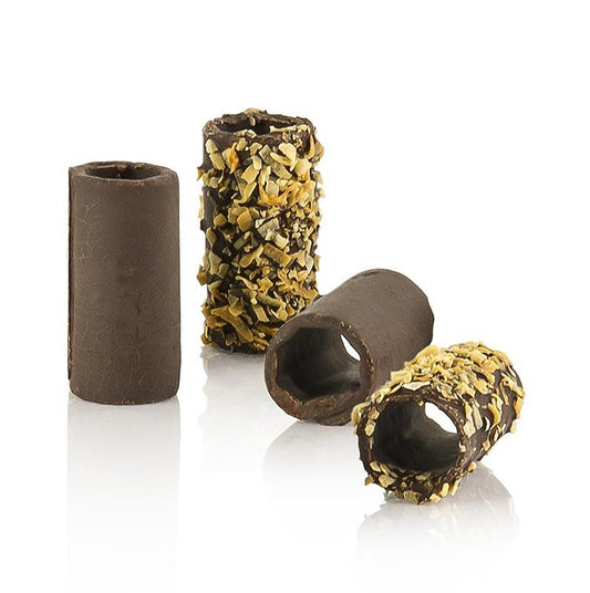 Mini chokolade og kokos cannelloni, Mørk, 2 cm i diameter, 5cm lange, PIDY, 1,1 kg, 110 St - konditori, dessert, sirup - Patisserie hjælpemidler -