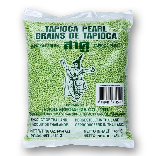 Tapioka perler, grøn, Pandanusaroma, 454 g - mel, korn, deje, kageblandinger - mel -