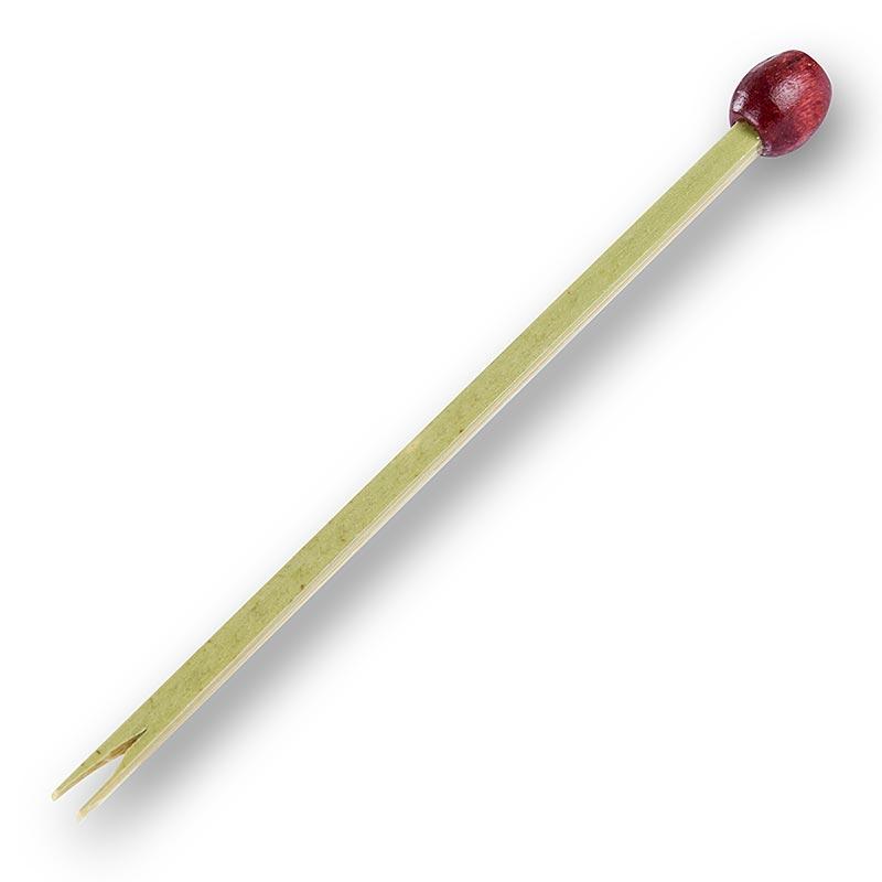 Bambus spyd, med split og rød perle, 8 cm, 50 St - Non Food / Hardware / grill tilbehør - bestik og porcelæn -