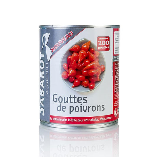 Paprika dråber, rød, Sweety Drops, "Gouttes de Poivron" 793 g - pickles, konserves, antipasti - Pickles & Tørret -