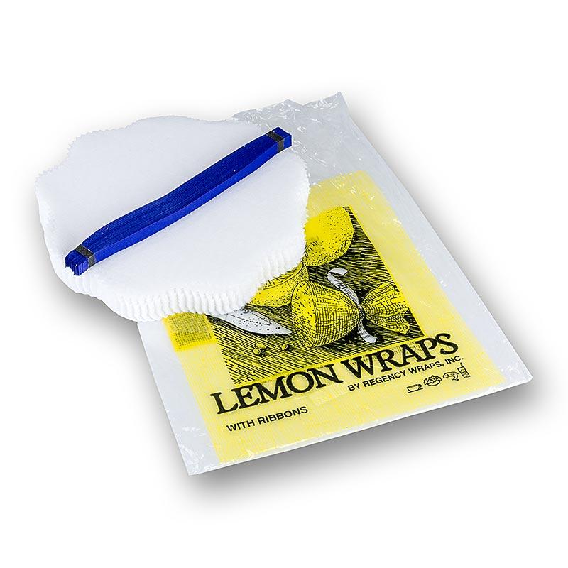 The Original Lemon Wraps - Zitronenserviertuch, hvid, med blå slips, 100 St - Non Food / Hardware / grill tilbehør - bestik og porcelæn -