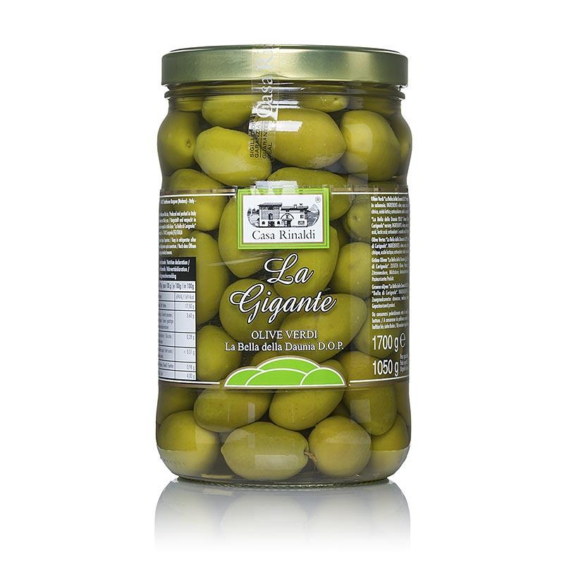 Grønne oliven, kg med kerne Gigante Bella di Daunia, D.O.P., Casa Rinaldi, 1,68 - pickles, konserves, antipasti - oliven / oliven pastaer -